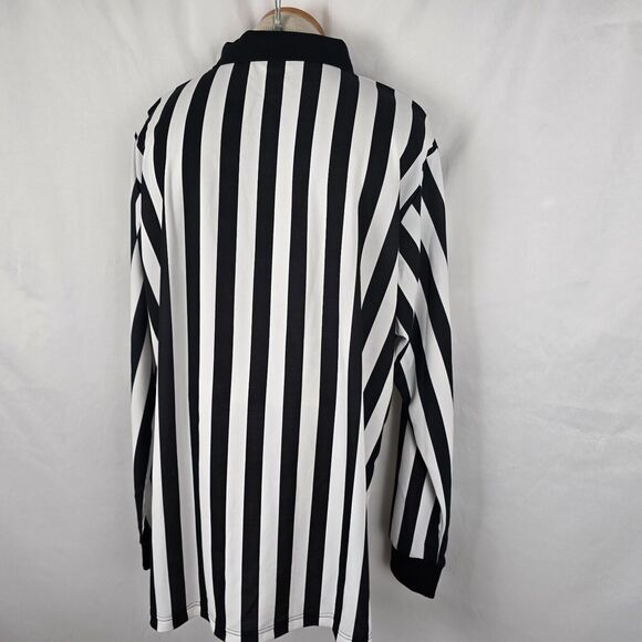 Cliff Keen Athletic Referee Shirt Men's XXL Black White Stripe Long Sleeve Zip - Picture 14 of 15